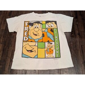 Vintage 1994 Delta Cotton Fred Flintstone Single Stitch T-Shirt Made USA Cartoon